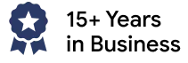 15+ years in business badge