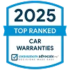 2025 Top Ranked Car Warranties badge from Consumers Advocate